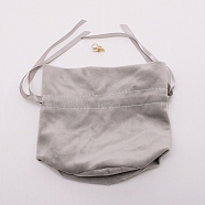 Velvet Jewelry Bags with Drawstring & Plastic Imitation Pearl, Velvet Cloth Gift Pouches, Gray, 13.2x14x0.4cm(TP-CJC0001-03F)