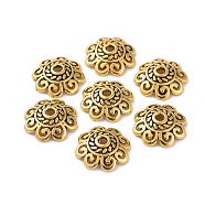 Tibetan Style Bead Caps, Cadmium Free & Lead Free, Flower, Antique Golden, 12x12x4mm, Hole: 1.5mm(TIBE-60309-AG-LF)
