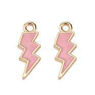 Alloy Enamel Pendants, Lightning Bolt, Light Gold, Pink, 20x7x1.5mm, Hole: 2mm(ENAM-N054-025N)