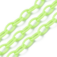 Handmade Opaque Acrylic Cable Chains, Oval, Green Yellow, 13x8x2mm(KY-N014-001L)