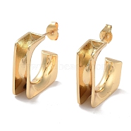 Brass Twist Rectangle Stud Earrings, Half Hoop Earrings, Long-Lasting Plated, Golden, 21.5x7mm(EJEW-M239-06G)