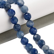 Natural Blue Aventurine Beads Strands, Faceted Football Hexagonal Cut, Round, 8mm, Hole: 1.1mm, about 49pcs/strand, 15.04 inch(38.2cm)(G-C150-B05-01)