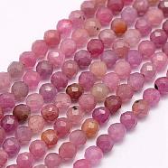 Natural Ruby/Red Corundum Beads Strands, Faceted, Round, 2mm, Hole: 0.5mm, about 210~220pcs/strand, 15.7 inch(40cm)(G-F509-16-2mm)