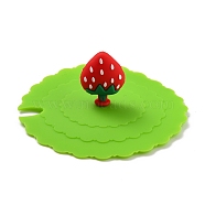 Strawberry Food Grade Silicone Cup Cover Lid, with A Notch, Dust-Proof Lid for Cup, Lime, 105x36mm(AJEW-G031-02B)