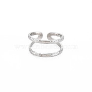 304 Stainless Steel Double Line Open Cuff Ring for Women, Stainless Steel Color, US Size 8(18.1mm)(X-RJEW-S405-200P)