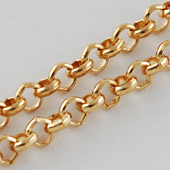 Iron Rolo Chains, Belcher Chain, Unwelded, with Spool, Long-Lasting Plated, Light Gold, 3x1mm, about 328.08 Feet(100m)/roll(CH-S068-01)