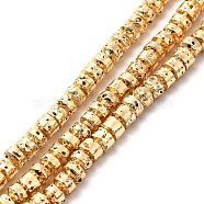 Electroplated Natural Lava Rock Beads Strands, Column, Light Gold Plated, 3x4.5mm, Hole: 1mm, about 127~128pcs/strand, 15.75~15.94 inch(40~40.5cm)(G-G984-14KCG)