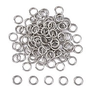 304 Stainless Steel Open Jump Rings, Stainless Steel Color, 18 Gauge, 6x1mm, Inner Diameter: 4mm, 105pcs/10g(X-STAS-Q186-02-6x1mm)