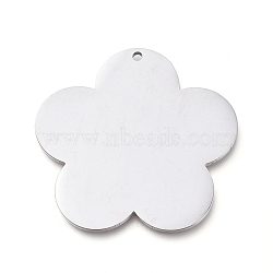 304 Stainless Steel Pendants, Manual Polishing, Stamping Blank Tag, Laser Cut, Flower, Stainless Steel Color, 29x30x0.8mm, Hole: 1.2mm(STAS-L238-097A-P)