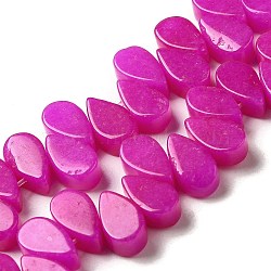 Natural White Jade Beads Strands, Dyed, Teardrop, Top Drilled, Magenta, 9~10x5~5.5x3.5~4mm, Hole: 0.7mm, about 40~48pcs/strand, 7.09~7.28''(18~18.5cm).(G-B064-B54)