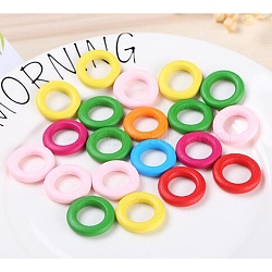 Wood Linking Ring, Round Ring, Mixed Color, 25mm, Inner Diameter: 14mm, 50pcs/bag(WOOD-TAC0018-10)