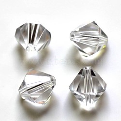 Imitation Austrian Crystal Beads, Grade AAA, Faceted, Bicone, Clear, 10x9~10mm, Hole: 0.9~1.6mm(SWAR-F022-10x10mm-001)