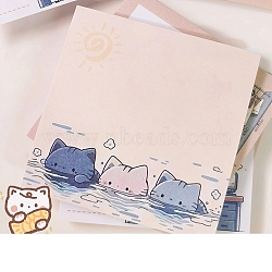 Cartoon Square with Cat Pattern Memo Pad Sticky Notes, Sticker Tabs, for Office School Reading, Antique White, 76x76mm, 50 sheets/book(PW-WG80660-01)