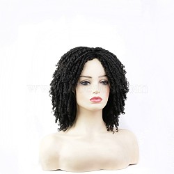 Short Kinky Curly Wigs, Synthetic Afro Wigs, High Temperature Heat Resistant Fiber, for Women, Black, 12.99 inch(33cm)(OHAR-I018-01B)