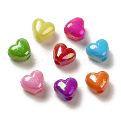 Plating Opaque Acrylic Beads, AB Color, Heart, Mixed Color, 9x10x7mm, Hole: 2.3mm, 1428pcs/500g(OACR-E039-56)