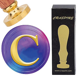 Brass Wax Seal Stamp with Wood Handle, for DIY Scrapbooking, Letter C, 25mm(AJEW-WH0412-0298)