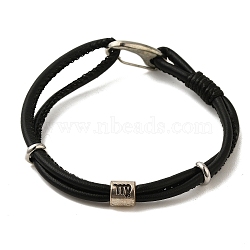PU Leather Round Cord Multi-strand Bracelets, Constellation Alloy Bracelets for Women Men, Virgo, 8-1/4 inch(20.9cm)(SJEW-K002-07I)