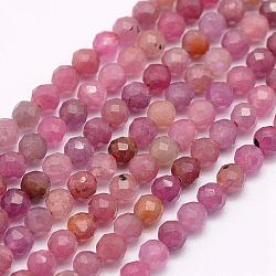 Natural Ruby/Red Corundum Beads Strands, Faceted, Round, 2mm, Hole: 0.5mm, about 210~220pcs/strand, 15.7 inch(40cm)(G-F509-16-2mm)