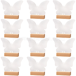 Transparent Acrylic Place Card & Wood Card Holder Set, for Wedding, Party, Restaurant, Butterfly, Clear, 76x25x80mm(ODIS-WH0038-60)