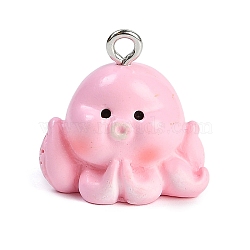 Cute Opaque Resin Pendants, with Platinum Iron Loop, Octopus, 18.5x18.5x15mm, Hole: 2mm(RESI-R458-05A)