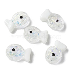 Handmade Foil Lampwork Fish Beads, with Enamel, Gradient Color, Clear, 20x23x8.5mm, Hole: 1.8mm(FOIL-Z001-01J)