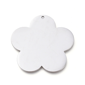 304 Stainless Steel Pendants, Manual Polishing, Stamping Blank Tag, Laser Cut, Flower, Stainless Steel Color, 29x30x0.8mm, Hole: 1.2mm