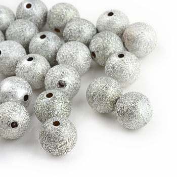 Spray Painted Acrylic Beads, Matte Style, Round, Silver, 8mm, Hole: 2mm, about 1900pcs/500g