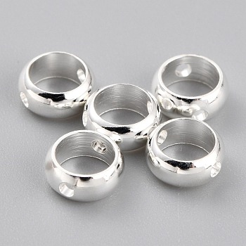 Brass Beads Frames, Long-Lasting Plated, Round Ring, 925 Sterling Silver Plated, 6x2.5mm, Hole: 1mm