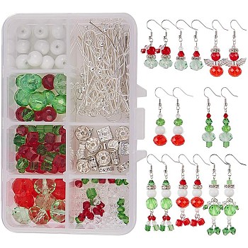 DIY Earrings Making, with Glass Bead and Brass Earring Hooks, Mixed Color, 11x7x3cm
