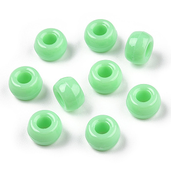 Opaque Plastic Beads, Barrel, Light Green, 9x6mm, Hole: 3.8mm, about 1950pcs/500g