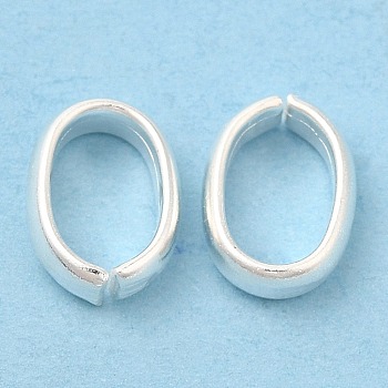 Brass Linking Rings, Quick Link Connector, Cadmium Free & Lead Free, Oval, 925 Sterling Silver Plated, 9x7x2.5mm, Inner Diameter: 7.5x4.7mm