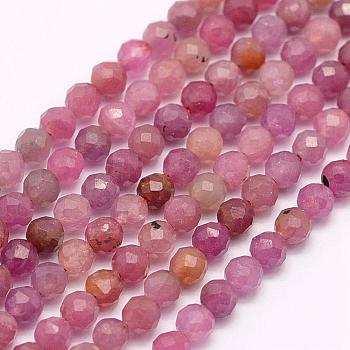 Natural Ruby/Red Corundum Beads Strands, Faceted, Round, 2mm, Hole: 0.5mm, about 210~220pcs/strand, 15.7 inch(40cm)