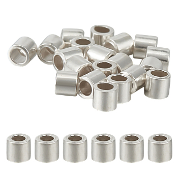 60Pcs 925 Sterling Silver Spacer Tube Beads, Column, Silver, 2x2mm, Hole: 1.5mm