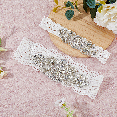 Flower Pattern Polyester Lace Elastic Bridal Garters(AJEW-WH0470-67)-5