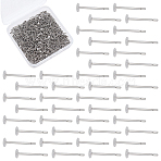 1000Pcs Tarnish Resistant 304 Stainless Steel Stud Earring Settings, Flat Pad Earring Post, Flat Round, Stainless Steel Color, 12x3mm, Pin: 0.7mm(STAS-ME0001-50D)
