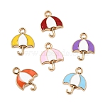 Alloy with Enamel Pendants, Umbrella Charms, Golden, Mixed Color, 16x12x2mm, Hole: 2mm(AL-CBAD39A-05)