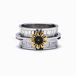 Sunflower Zinc Alloy Finger Rings, Platinum & Golden, Platinum & Golden, US Size 11(20.6mm)(FS-WGCE082-06)