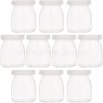 Glass Bottles, with Plastic Cover, Clear, 5.6x7cm, Capacity: 100ml(3.38 fl. oz), 10pcs/box(CON-FH0001-17)