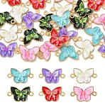 12Pcs 6 Colors Alloy Enamel Connector Charms, Butterfly Links, Light Gold, Mixed Color, 13x21.5x4.5mm, Hole: 2mm, 2pcs/color(ENAM-YW0008-53)