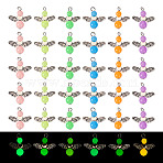 Alloy Pendants, with Acrylic Beads, Angle, Mixed Color, 23mm, Hole: 2.2mm, 6color, 6cs/color, 36pcs/set(PALLOY-TAC0104)