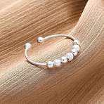 Rotatable 925 Sterling Silver Open Cuff Rings, Spinner Rings for Calming Worry Meditation, Silver, 3mm(RJEW-S624-06S)
