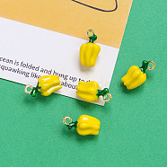 Alloy Enamel Pendants, Golden, Bell Pepper Charm, Yellow, 18x10mm(INS-PW0002-09A)