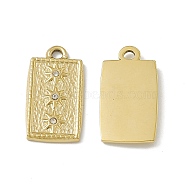 Vacuum Plating 201 Stainless Steel Pendants, with Rhinestone, Rectangle with Sun Charm, Real 18K Gold Plated, 21x11x2mm, Hole: 1.8mm(STAS-J401-VC593)