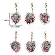 Dragon with Flower Diamond Painting Pendant Decoration Kits, Including Acrylic Board, Pendant Decoration Clasp, Bead Chain, Rhinestones Bag, Diamond Sticky Pen, Tray Plate and Glue Clay, Mixed Color, 70x64mm(PW-WG17767-01)