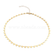Brass Heart Link Chain Necklaces, Long-Lasting Plated, with 304 Stainless Steel Lobster Claw Clasps, Golden, 16 inch(40.7cm)(NJEW-JN03184-01)