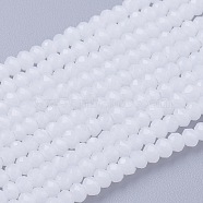 Imitation Jade Glass Beads Strands, Faceted, Rondelle, White, 3x2~2.5mm, Hole: 0.5mm, about 186~190pcs/strand, 17 inch(X-GLAA-G045-A05)