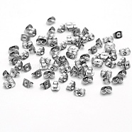 304 Stainless Steel Ear Nuts, Butterfly Earring Backs for Post Earrings, Stainless Steel Color, 6x4x3mm, Hole: 0.7mm(STAS-N090-JA716-2)