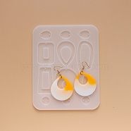 Earring Pendant Silicone Molds, Resin Casting Molds, For UV Resin, Epoxy Resin Jewelry Making, Mixed Shapes, White, 156x122x4mm, Hole: 1.5mm(X-DIY-L023-31)