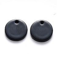 Opaque Cellulose Acetate(Resin) Charms, Flat Round, Black, 13.5x2.5mm, Hole: 1.5mm(X-KY-S161-016C)