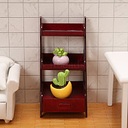 Miniature 3 Tiers Wood Display Racks, for Dollhouse, Rectangle, FireBrick, 50x55x108mm(MIMO-PW0001-068C)